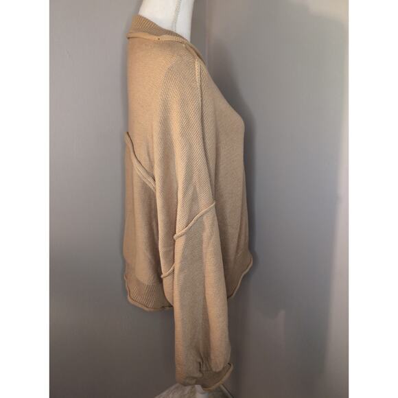 Pol oversized knit balloon sleeve slouchy neutral sweater lg - Picture 5 of 10